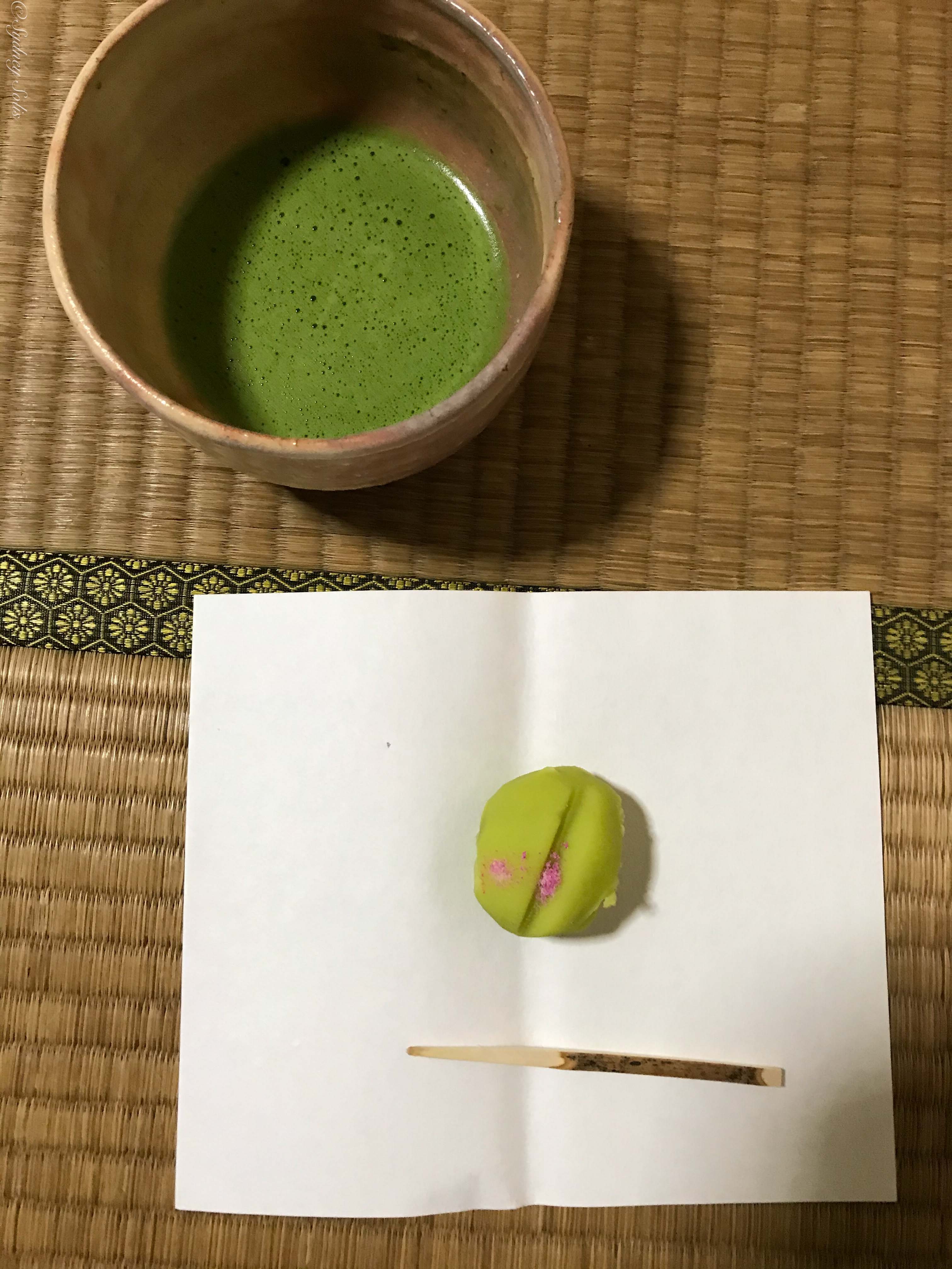 Matcha and wagashi in Osaka, Japan. 